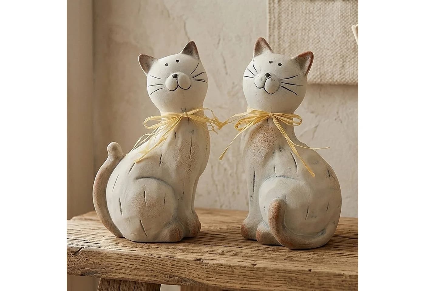 Macosa Home Dekofigur Katze Keramik 20 cm Beige - Bild 3
