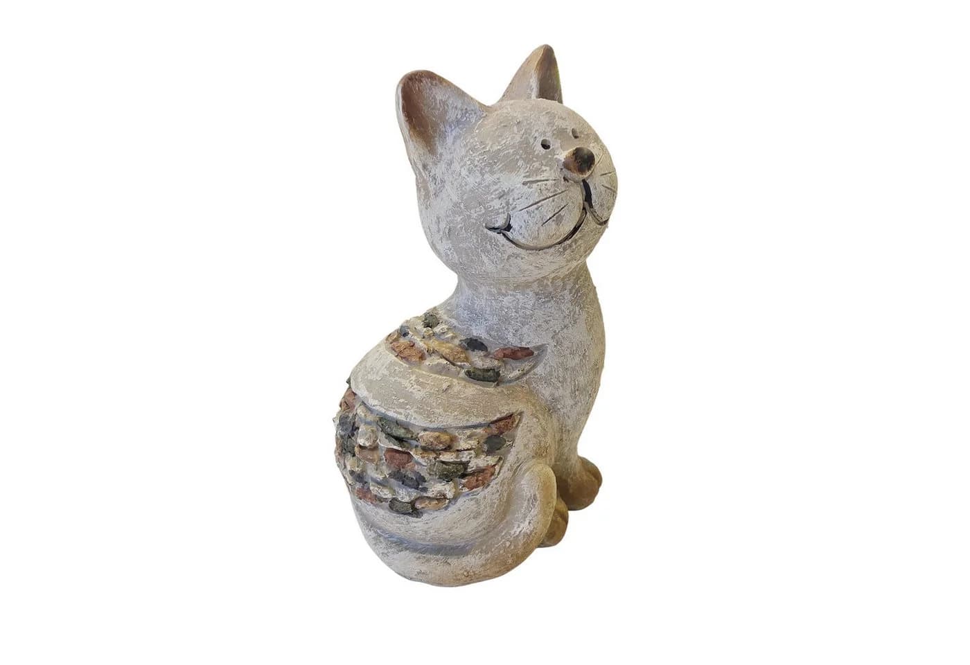 Macosa Home Dekofigur Katze Grau Beige Polyresin - Bild 3