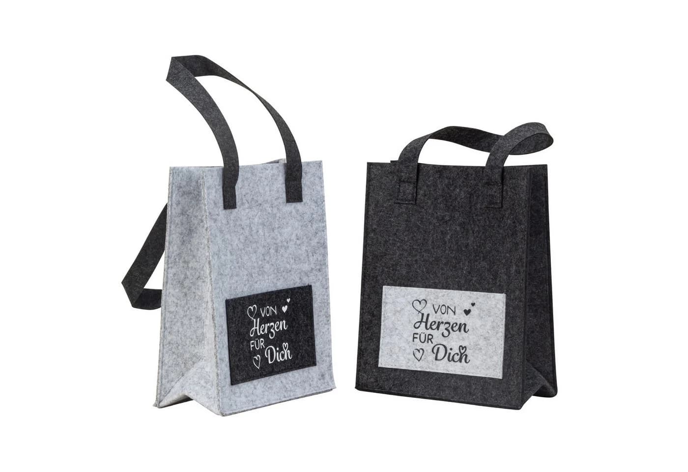Macosa Home Geschenktasche Filz Grau 26 cm 2er Set - Bild 2