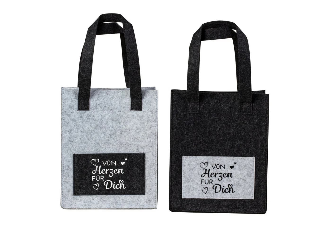 Macosa Home Geschenktasche Filz Grau 26 cm 2er Set - Bild 3