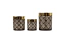 Macosa Home Teelichthalter 3er Set Schwarz Gold Glas Bild 2