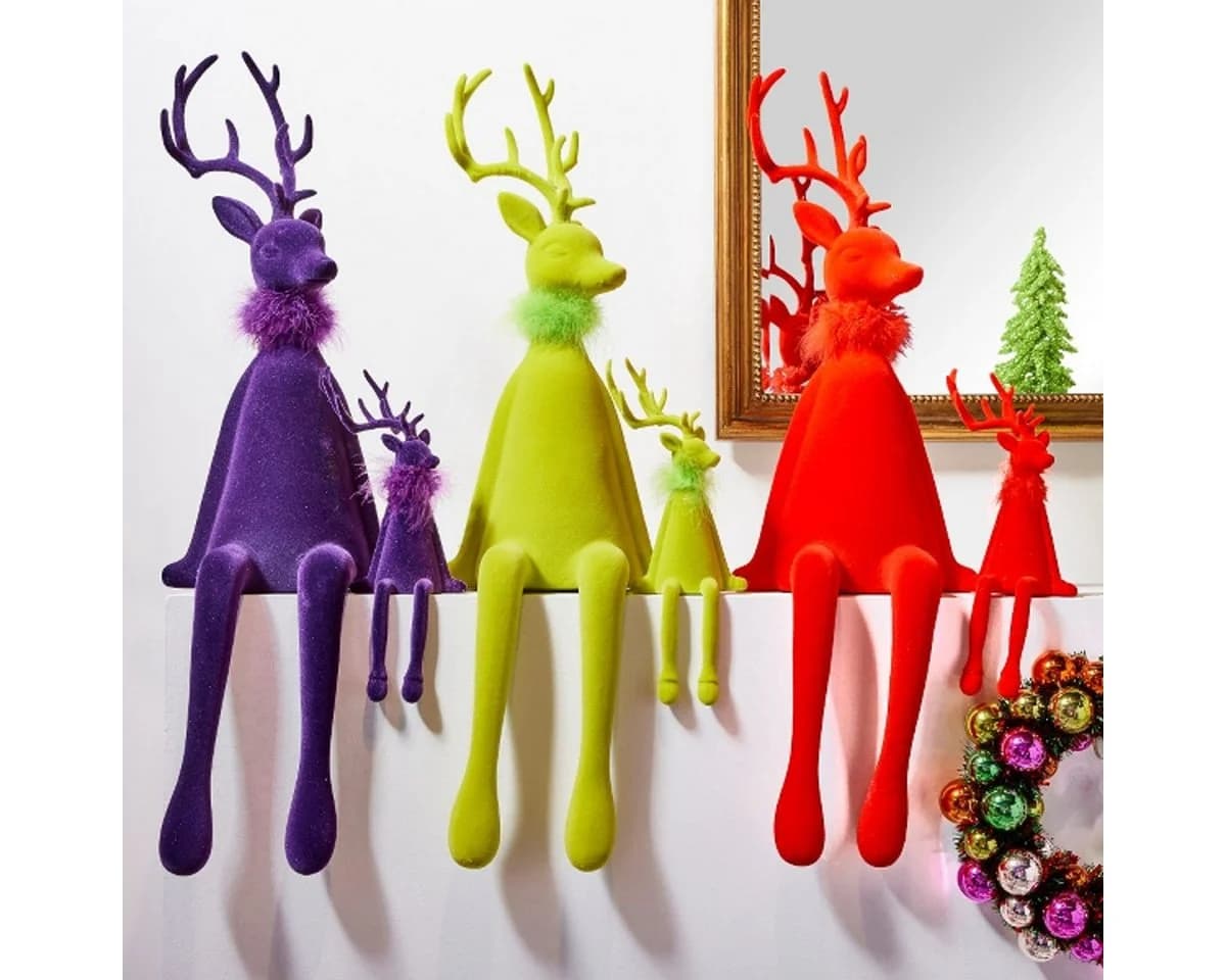Macosa Home Kantenhocker Hirsch Dekofigur in Lila, Pink oder Rot