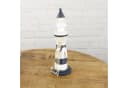 Macosa Home Deko-Leuchtturm Blau Weiß Maritim Holz Bild 1