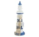 Macosa Home Deko-Leuchtturm Blau Weiß Maritim Holz Bild 2