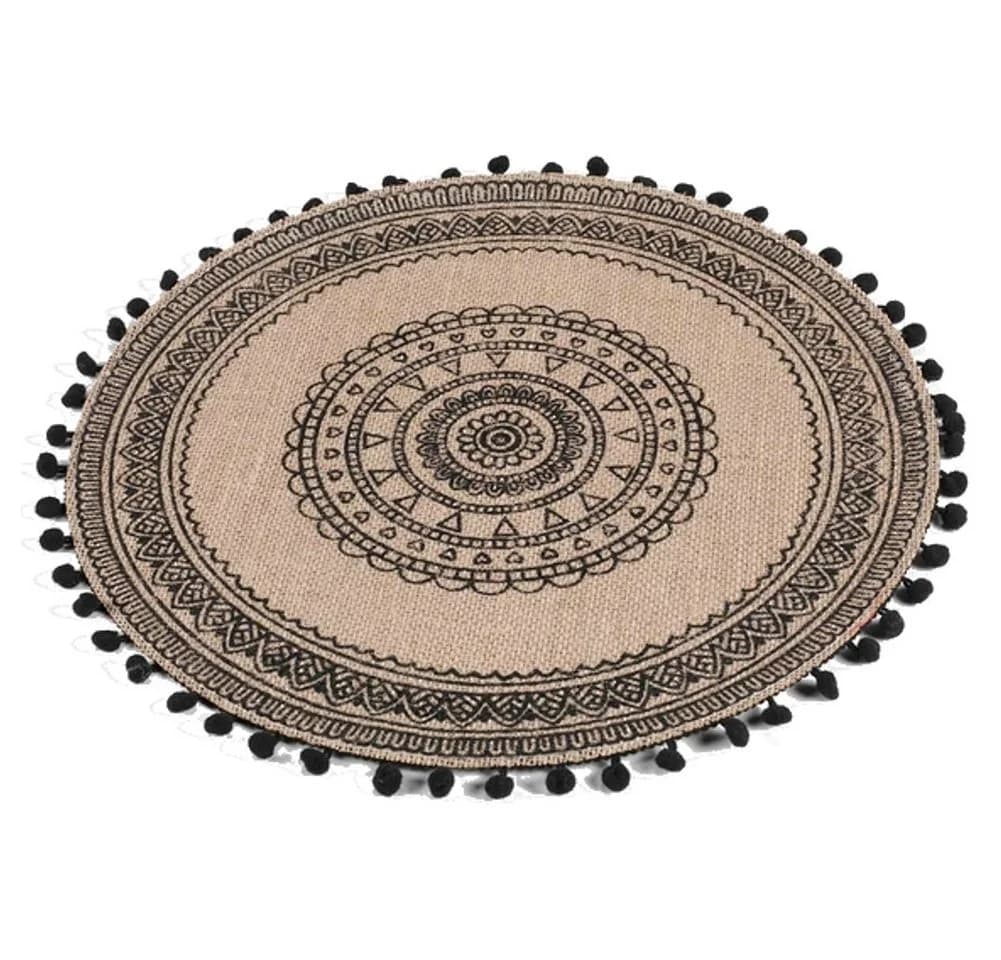 Macosa Home Platzset Boho Stil rund aus Jute beige braun schwarz - Bild 2