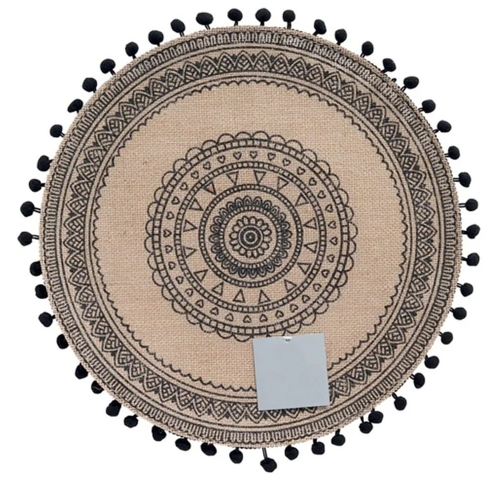 Macosa Home Platzset Boho Stil rund aus Jute beige braun schwarz - Bild 3