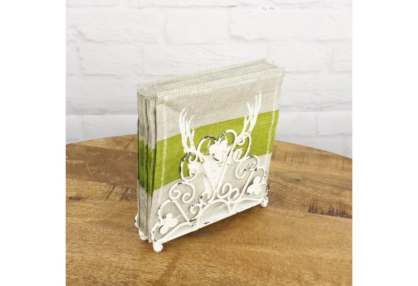 Macosa Home Serviettenhalter Vintage Antik-Weiß Metall