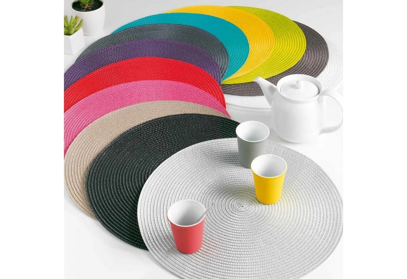 Macosa Home Platzset 4er Set Schwarz Kunststoff Rund - Bild 3