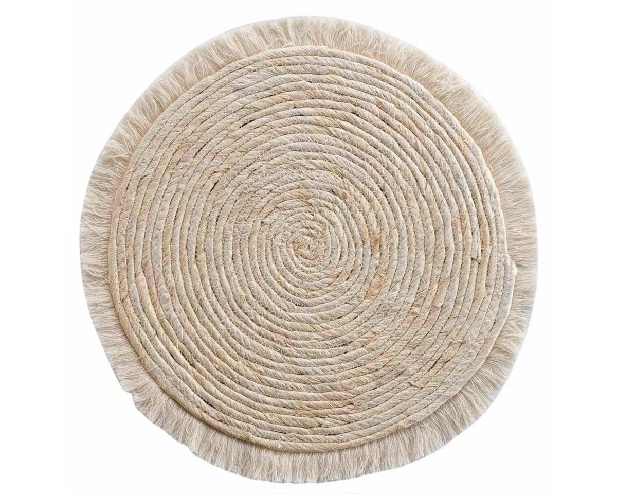 Macosa Home Platzset 2er Set Maisstroh Fransen rund Beige - Bild 2