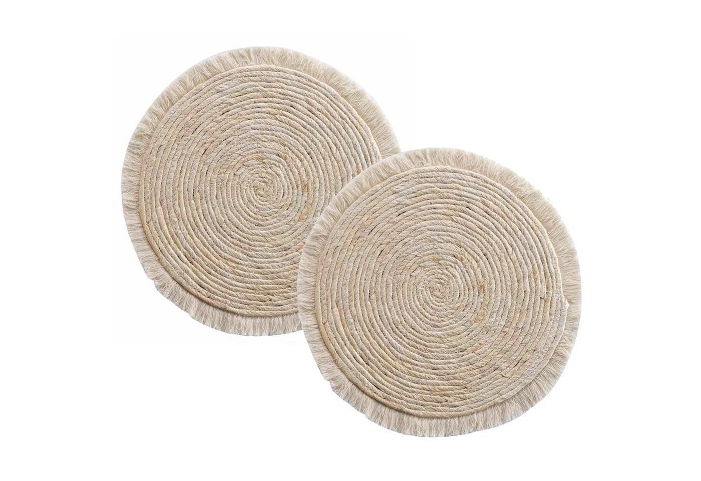 Macosa Home Platzset 2er Set Maisstroh Fransen rund Beige - Bild 4