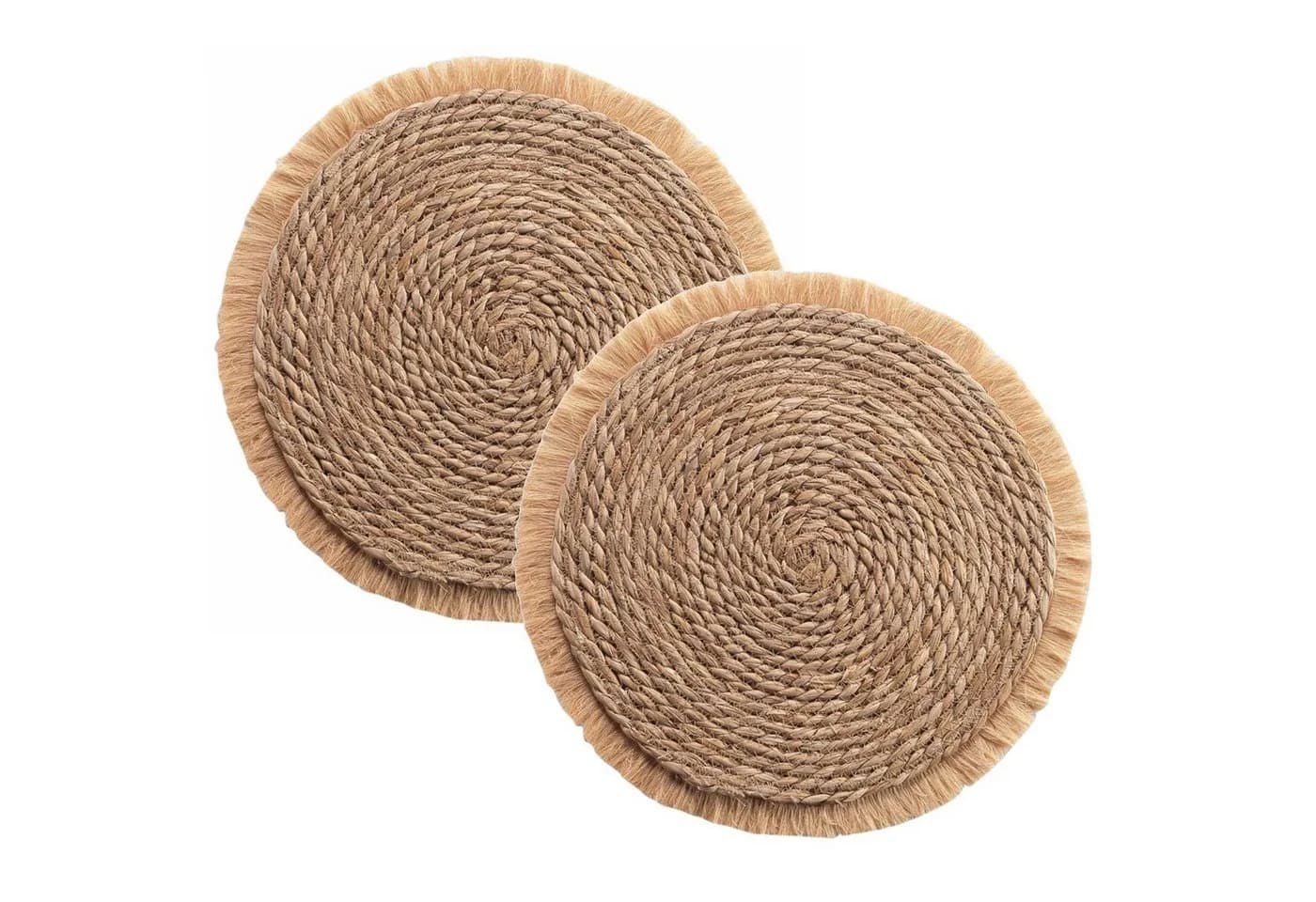 Macosa Home Platzset 2er Set Maisstroh Fransen rund Beige - Bild 5
