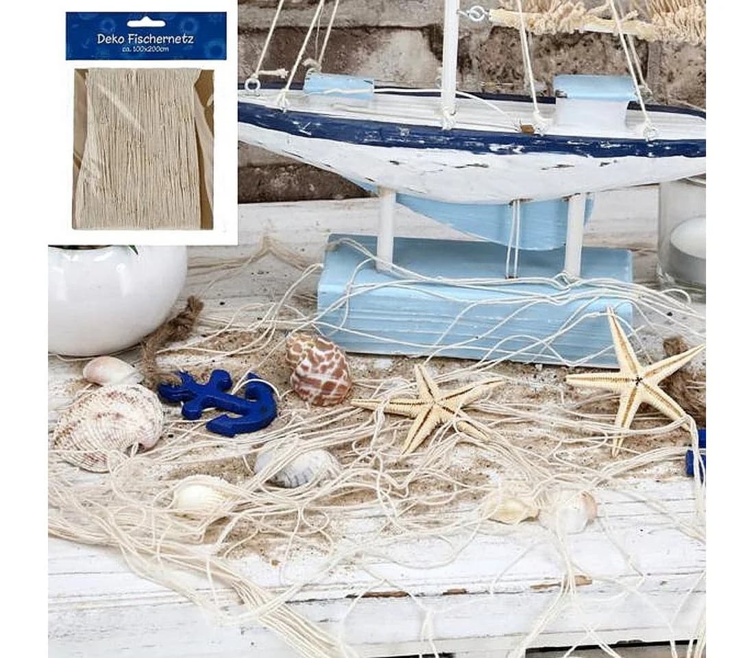 Macosa Home Deko-Fischernetz 200x400cm Naturfarben Maritim - Bild 2