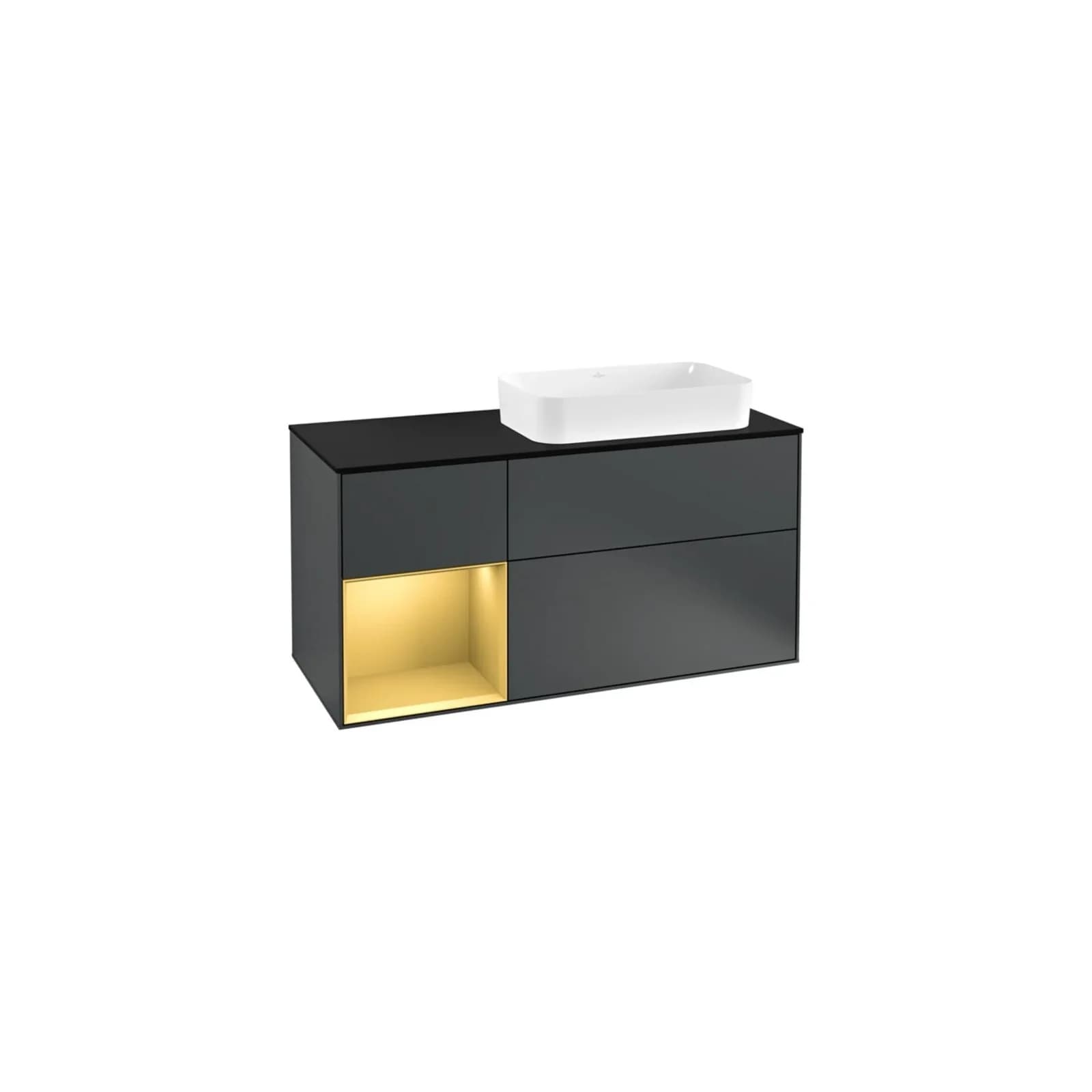 Villeroy und Boch Finion Waschtischunterschrank 120cm Schwarz Matt Gold Matt Midnight Blue Matt