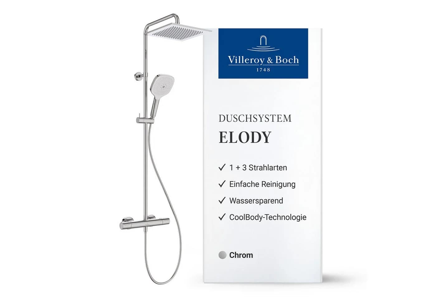 Villeroy & Boch Duschsystem Elody Chrom Regenbrause Thermostat - Bild 2