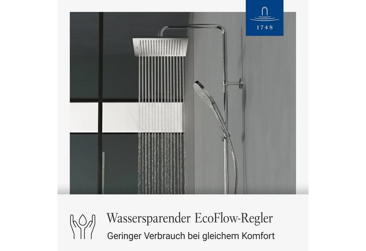 Villeroy & Boch Duschsystem Elody Chrom Regenbrause Thermostat - Bild 4