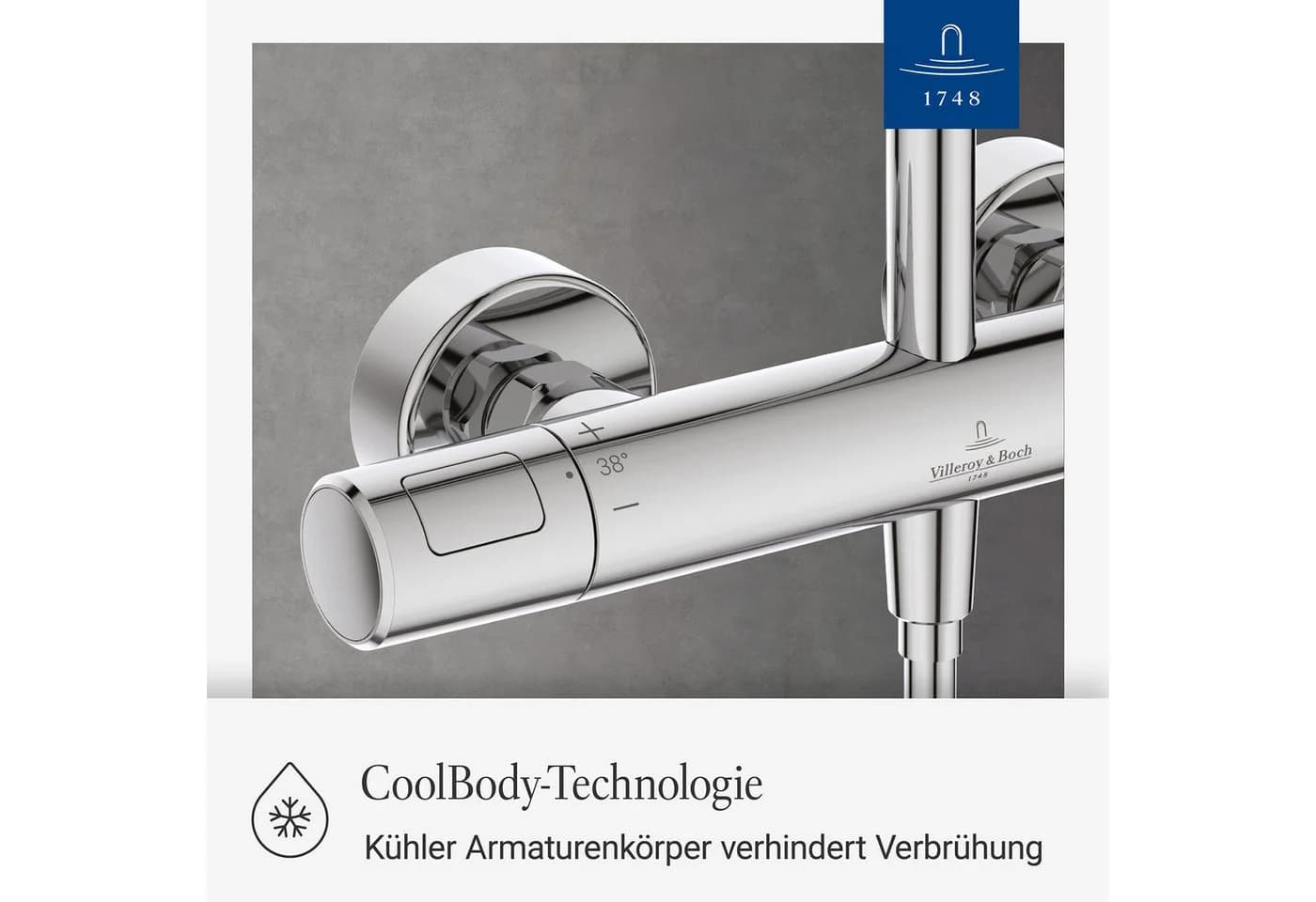 Villeroy & Boch Duschsystem Elody Chrom Regenbrause Thermostat - Bild 5
