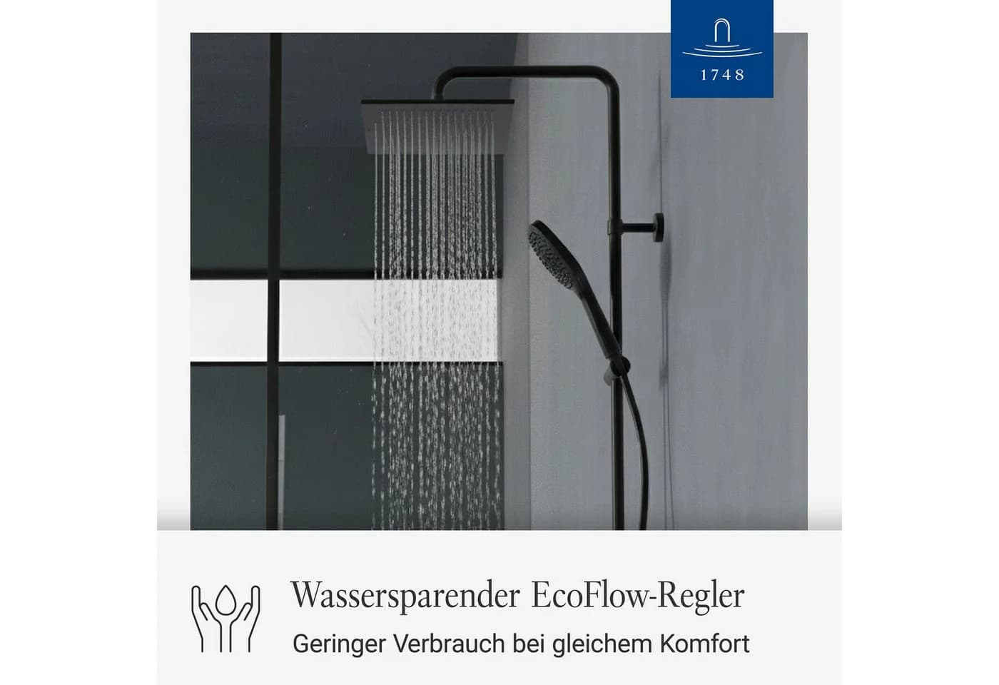 Villeroy & Boch Duschsystem Elody Matt Schwarz mit CoolBody & Thermostat - Bild 4