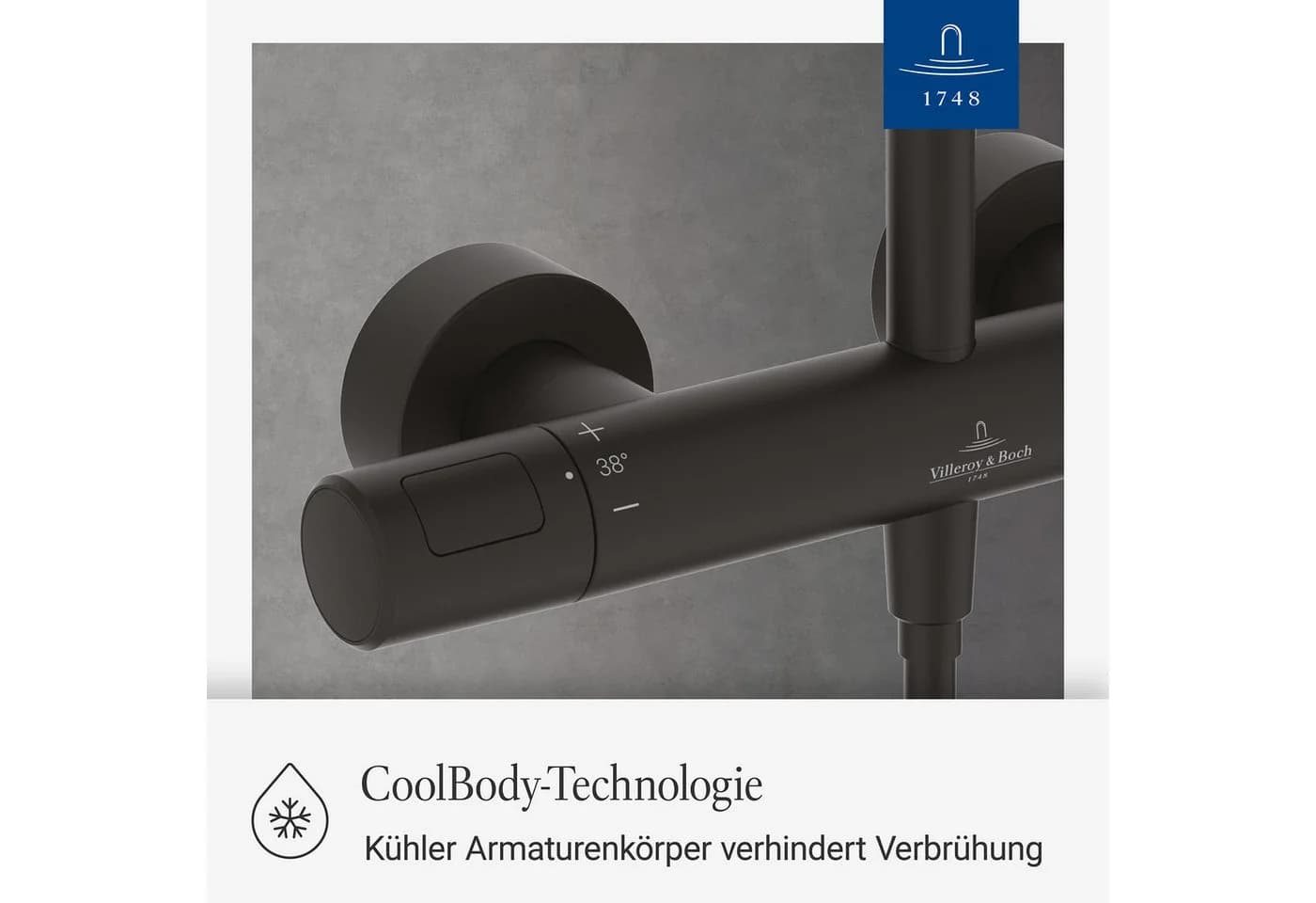Villeroy & Boch Duschsystem Elody Matt Schwarz mit CoolBody & Thermostat - Bild 5