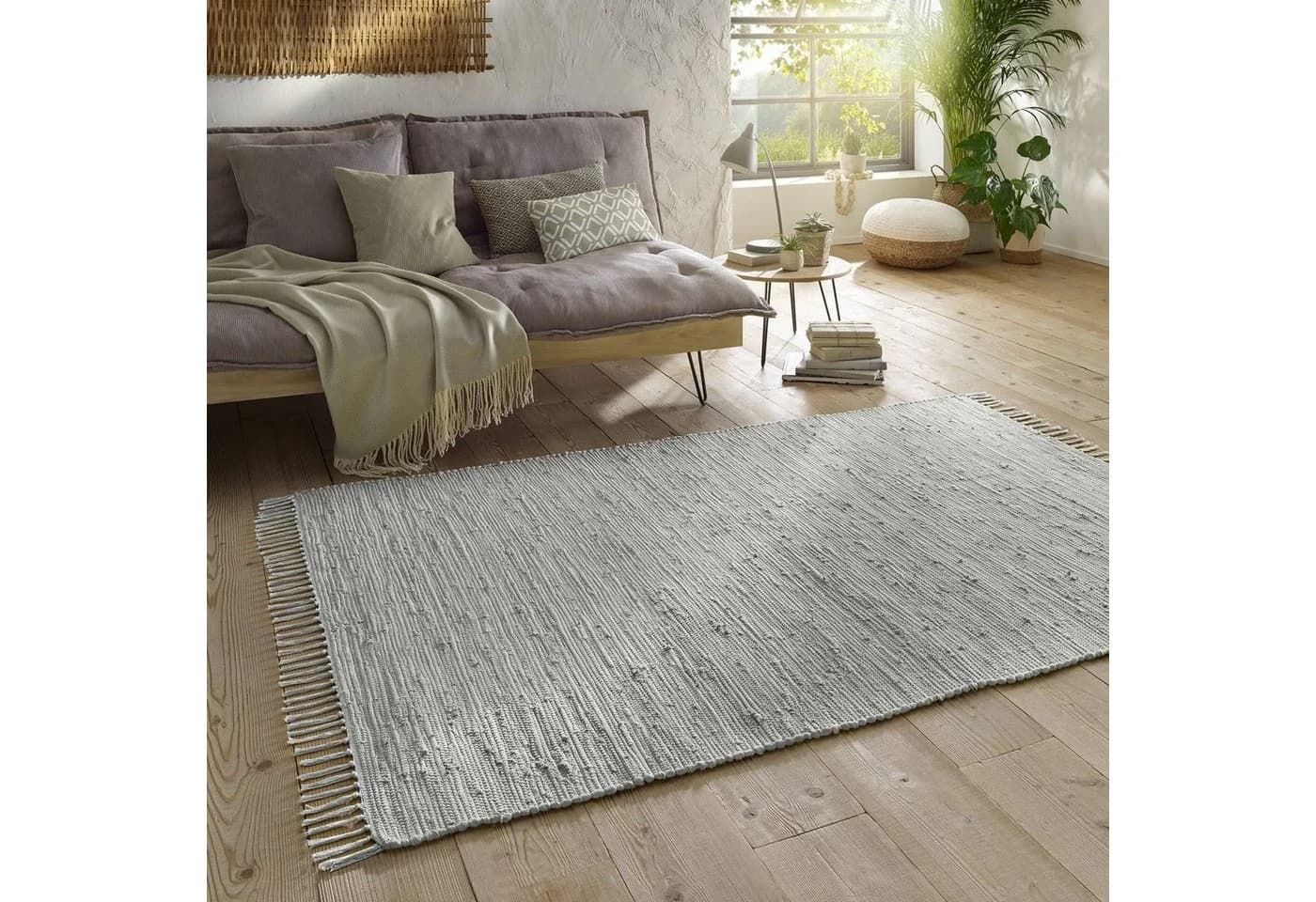 TaraCarpet Flickenteppich Sylt mit Fransen, Rechteckig, 5 mm Höhe, Wohnzimmer Schlafzimmer Küchenteppich - Bild 2