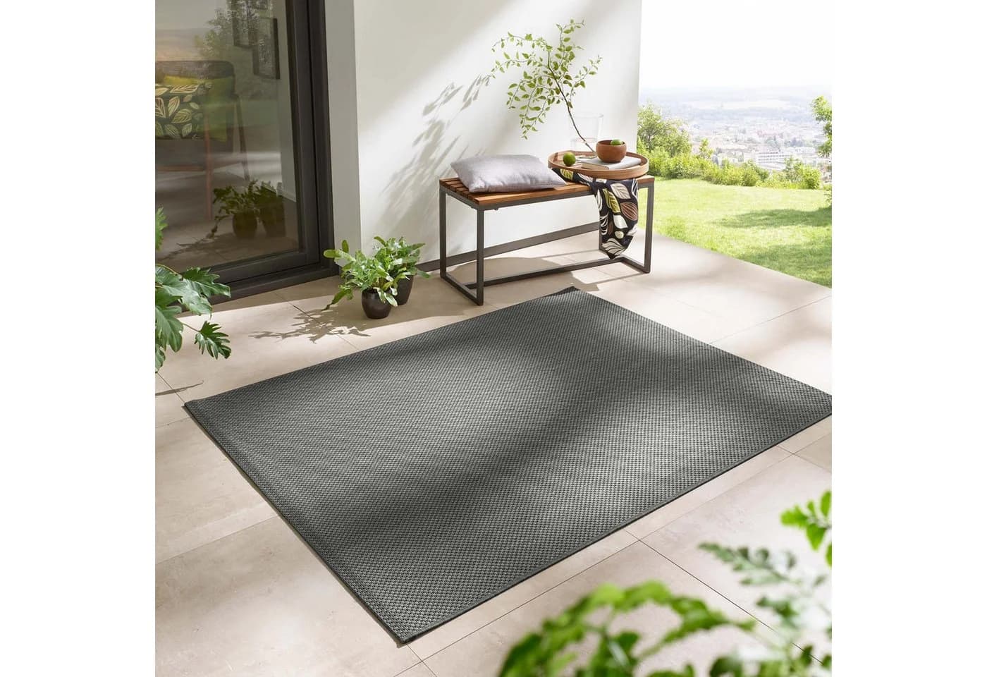 TaraCarpet Teppich Regina Anthrazit Indoor Outdoor Flachgewebe - Bild 2