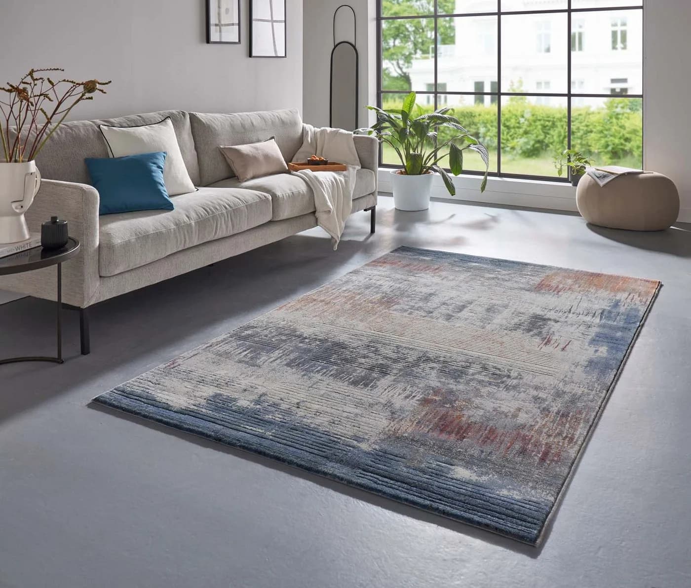 TaraCarpet Vintageteppich Argo 63393 Vintage Blau Grau Rechteckig