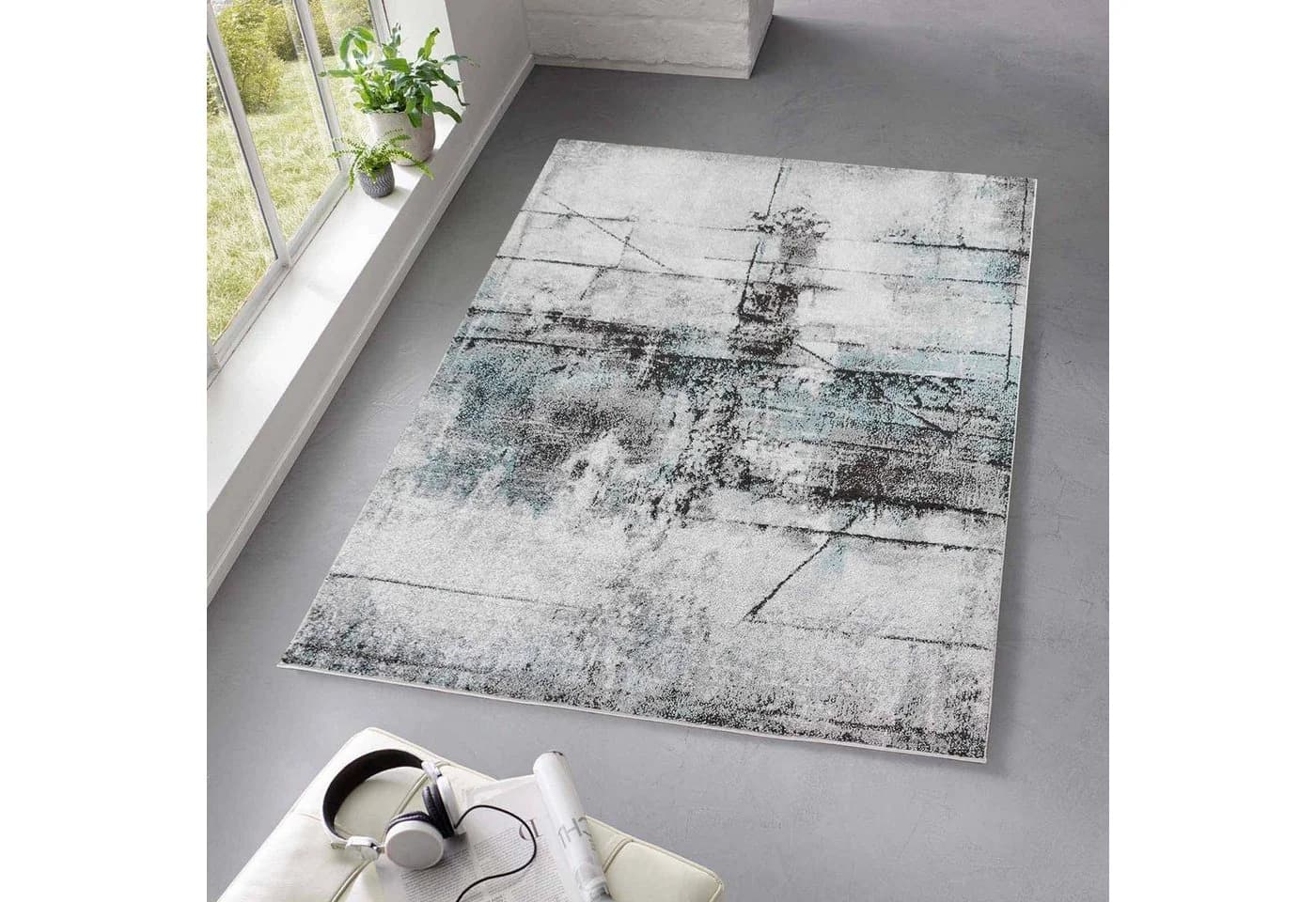 TaraCarpet Teppich TC-Fashion 6111 Vintage Kurzflor Blau