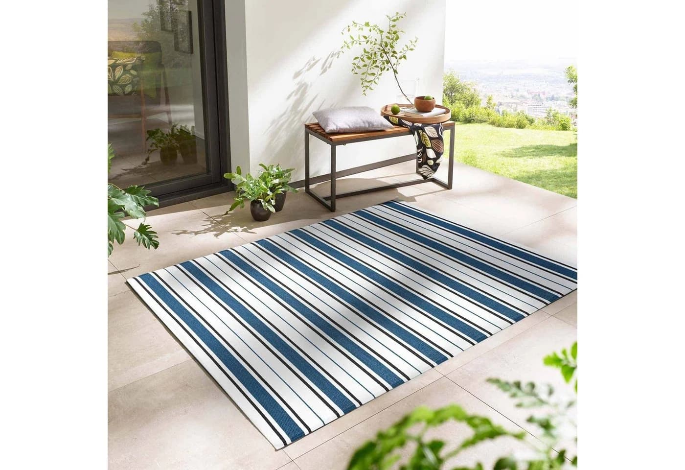 TaraCarpet Outdoor Teppich Santa Monica blau-weiß gestreift - Bild 2