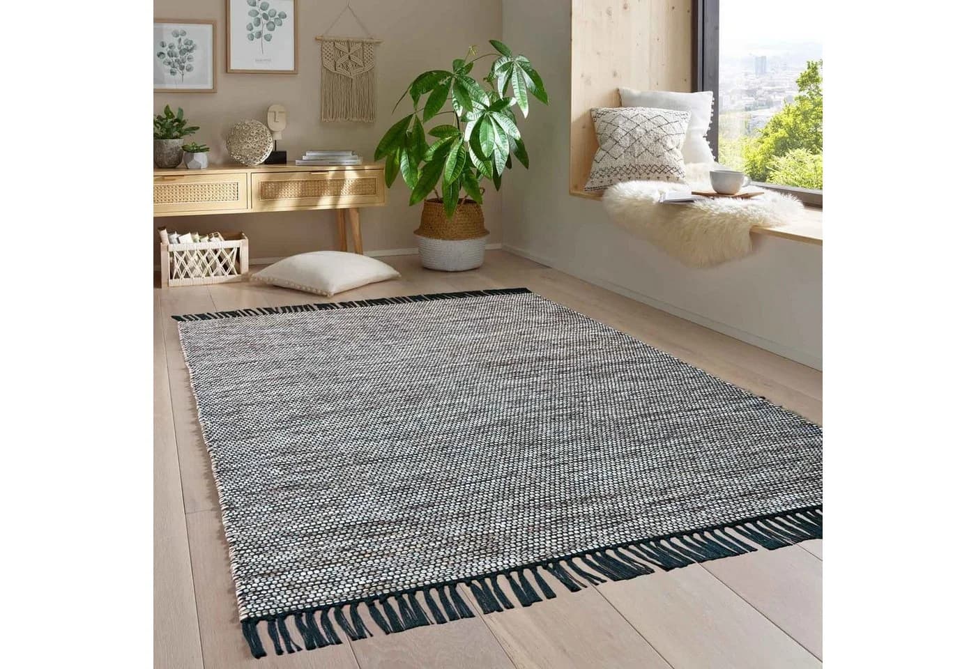 TaraCarpet Borkum Baumwoll-Webteppich Modern Braun 80x150 cm - Bild 2