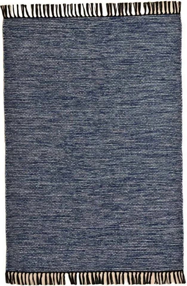 TaraCarpet Borkum Baumwollteppich Blau Modern Handgewebt