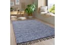 TaraCarpet Borkum Baumwollteppich Blau Modern Handgewebt Bild 2