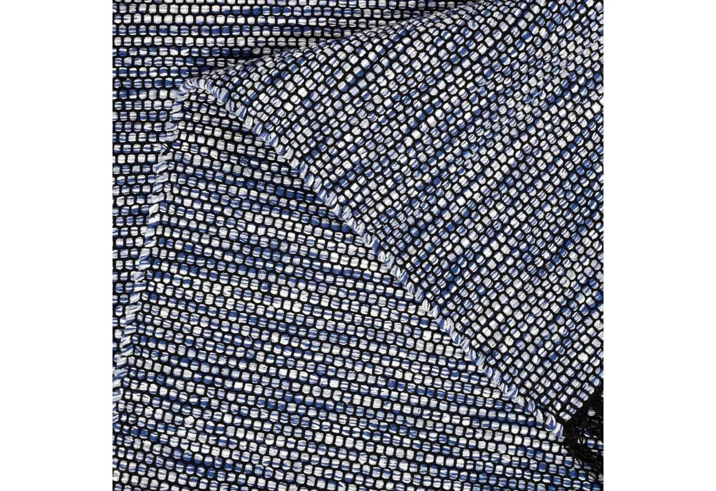 TaraCarpet Borkum Baumwollteppich Blau Modern Handgewebt - Bild 3