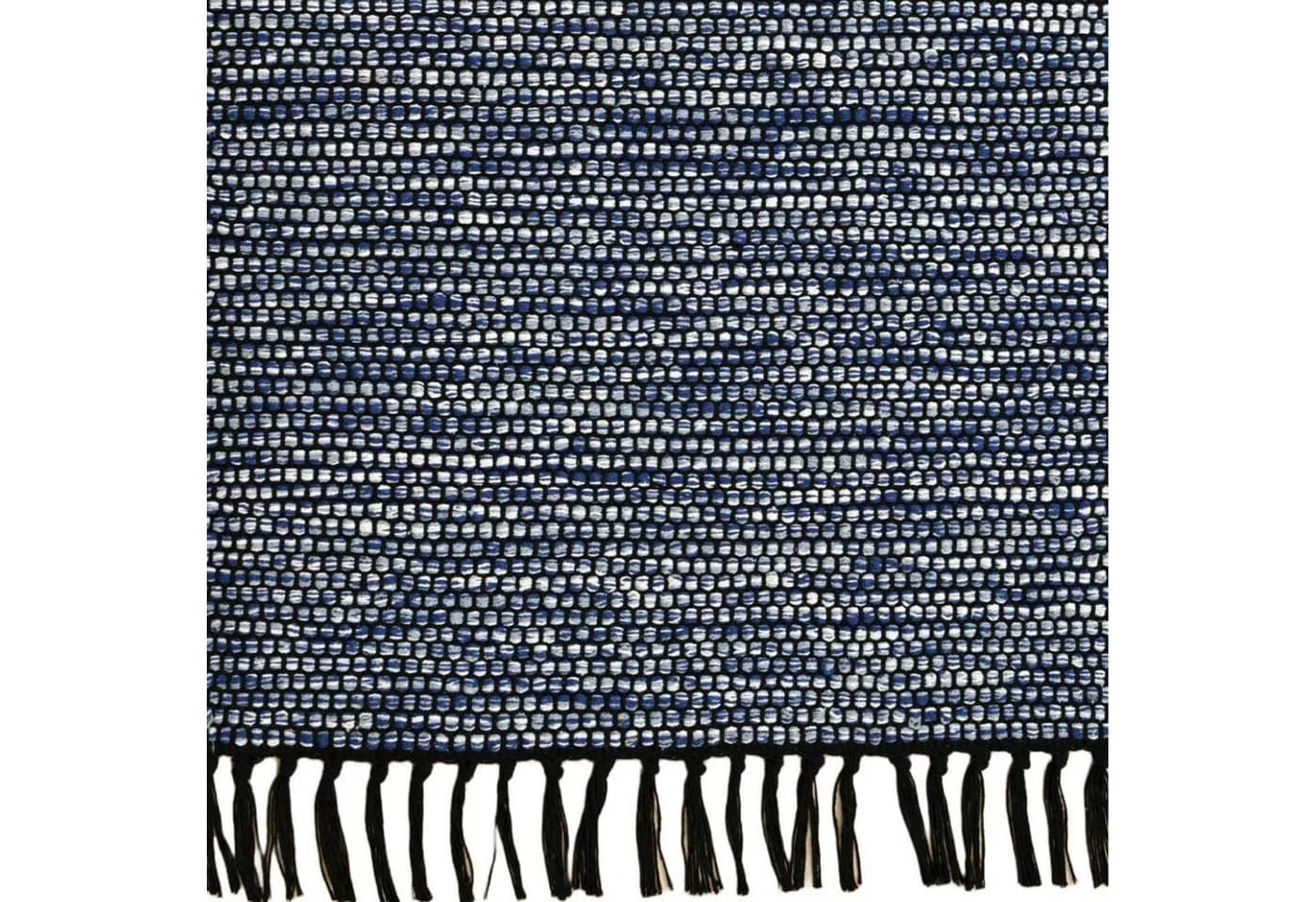 TaraCarpet Borkum Baumwollteppich Blau Modern Handgewebt - Bild 4