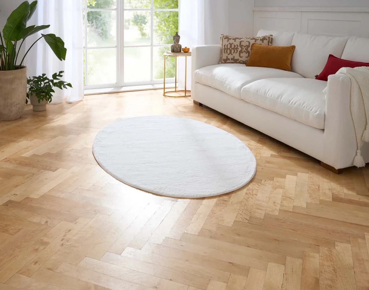 TaraCarpet Teppich Hasenfell Bora Soft Oval Weiß 120x170cm - Bild 2