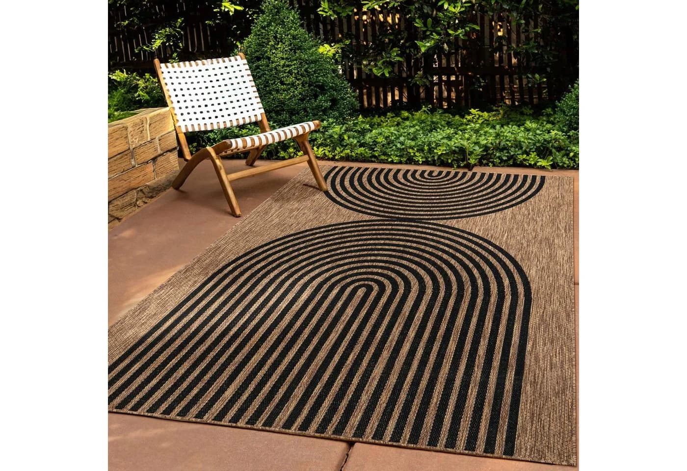 TaraCarpet Teppich Columbia Fashion Wave In & Outdoor Natur Schwarz - Bild 2