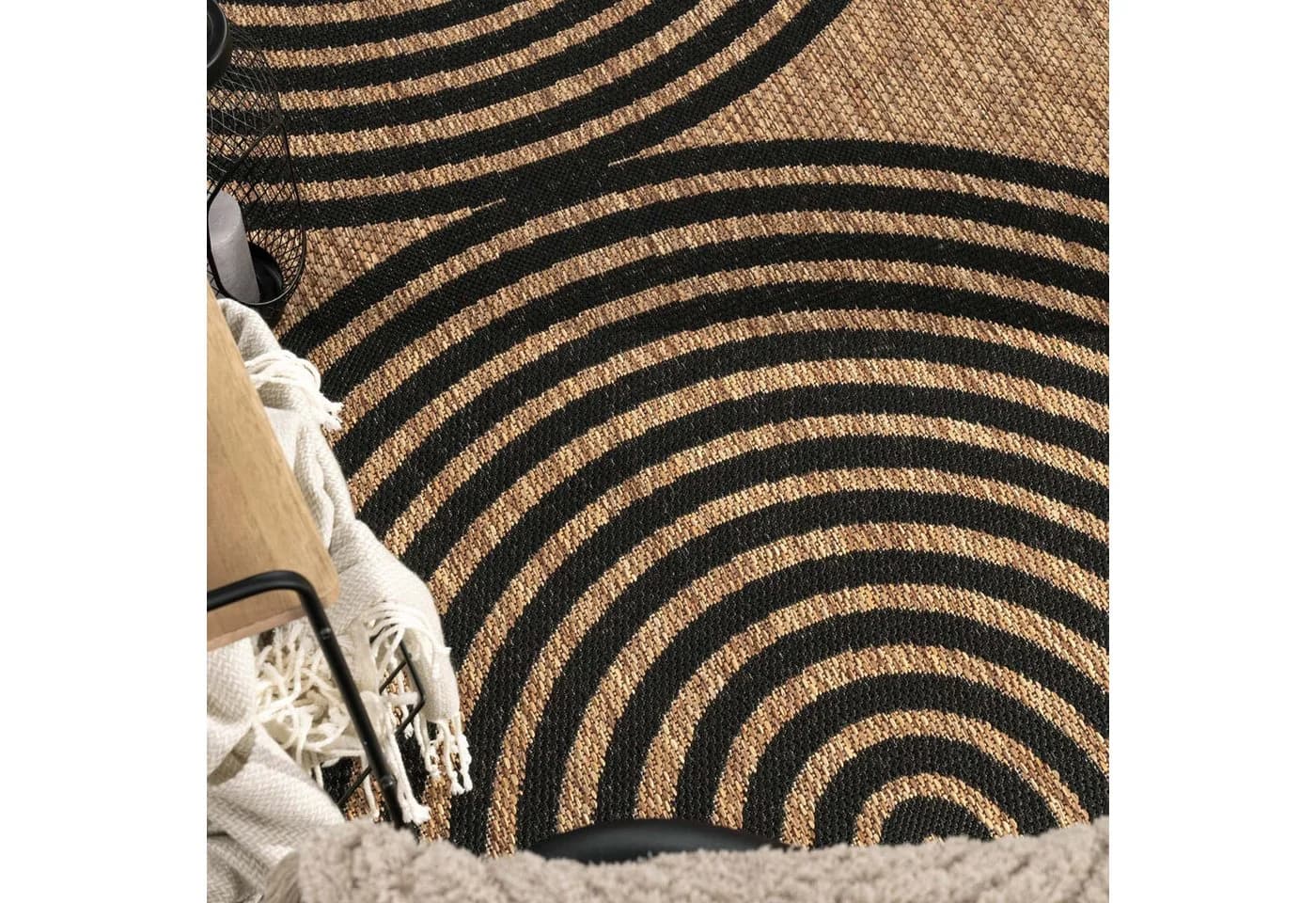 TaraCarpet Teppich Columbia Fashion Wave In & Outdoor Natur Schwarz - Bild 4