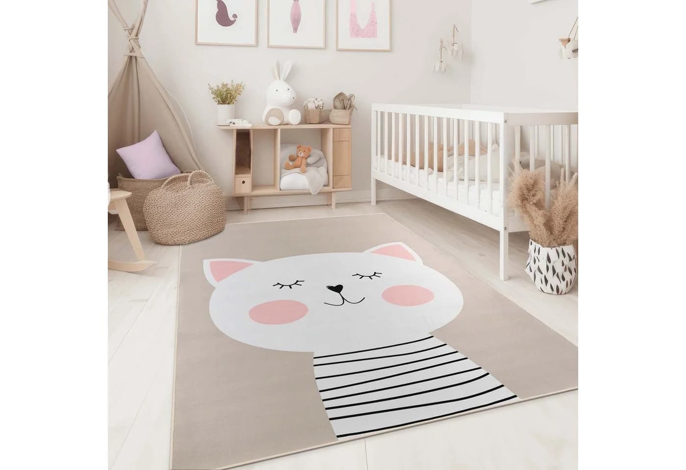 TaraCarpet Kinderteppich Fresh Kids Tiere Taupe
