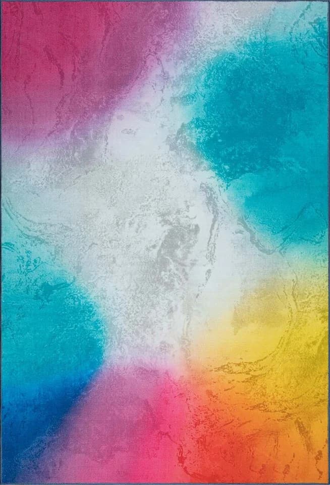 TaraCarpet Teppich Kurzflor Regenbogenfarbe Marmoriert Modern - Bild 2