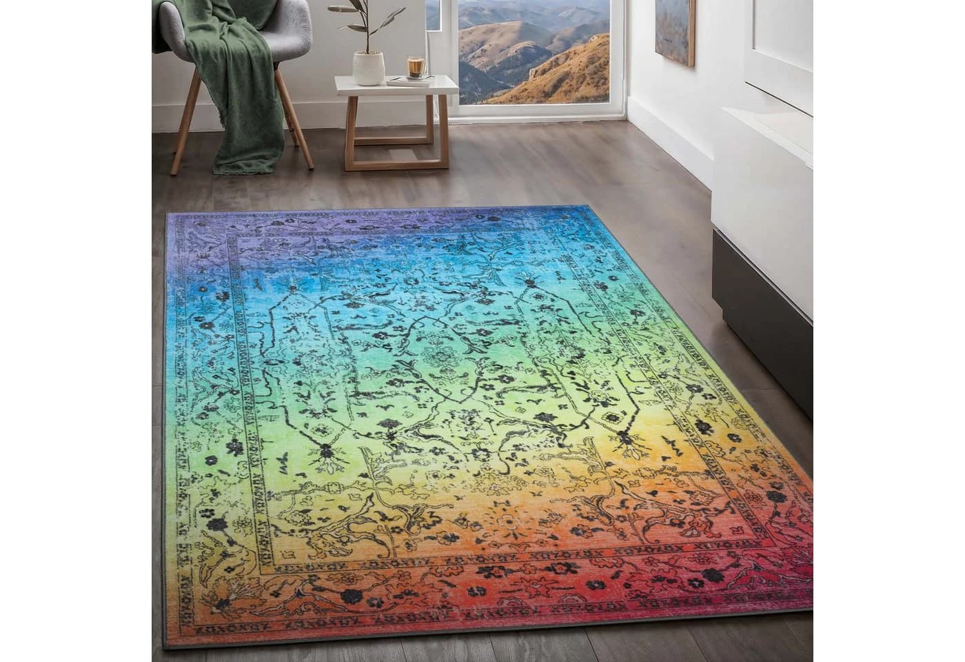 TaraCarpet Teppich Kurzflor Regenbogen Oriental Modern