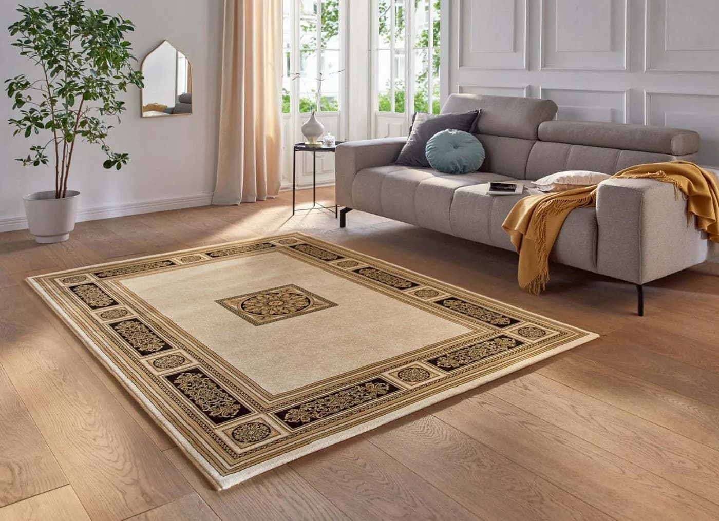 TaraCarpet Leonardo Teppich Renaissance Schwarz/Gold
