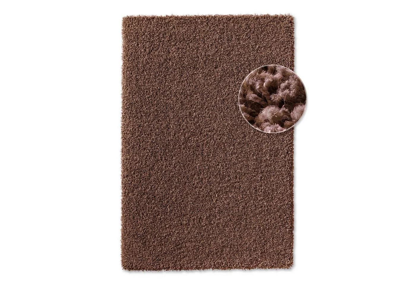TaraCarpet Langflor-Teppich Shaggy Hochflorteppich rostbraun Wohnzimmer Schlafzimmer