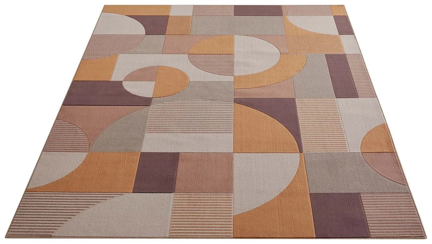 TaraCarpet Teppich Mesina Retro 70er Pop Art Braun Blau Orange Grün Creme - Bild 5