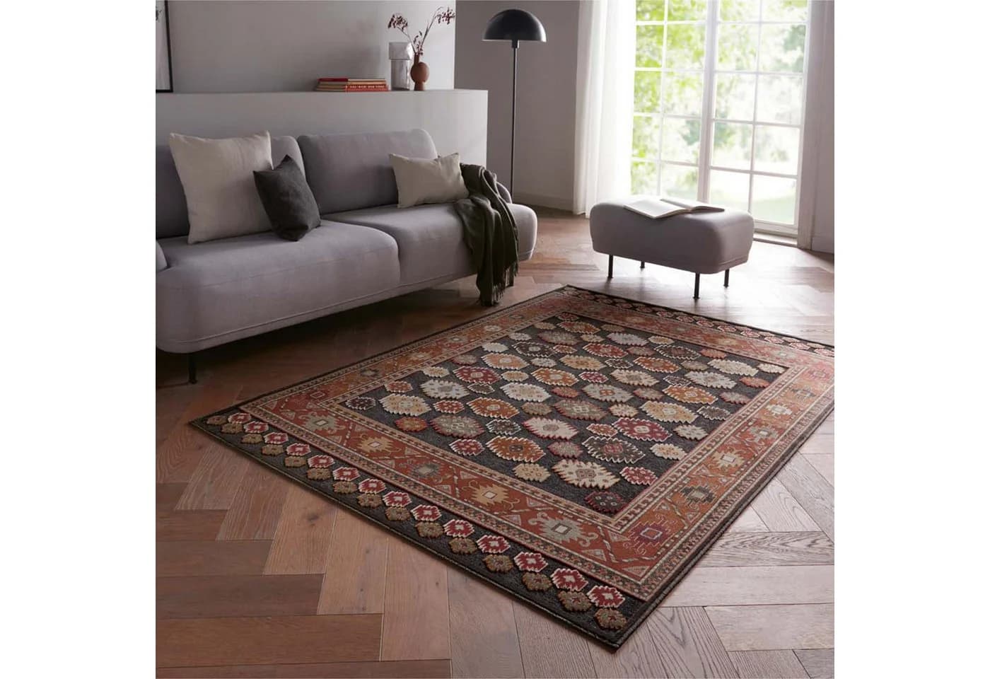 TaraCarpet Teppich Farah Kelim Moderner Orientteppich Anthrazit - Bild 2