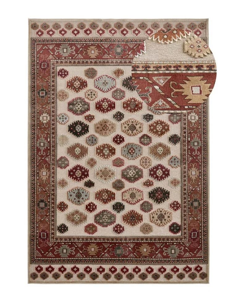 TaraCarpet Teppich Farah Kelim Moderner Orientteppich Creme Blau - Bild 3