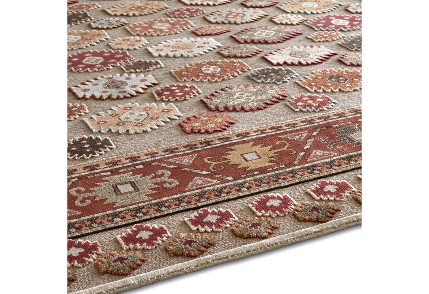 TaraCarpet Teppich Farah Kelim Moderner Orientteppich Creme Blau - Bild 4