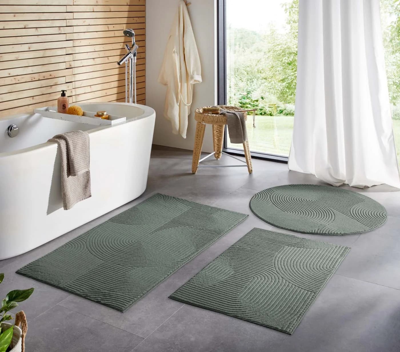 TaraCarpet Teppich Homestyle 390 Wellen Rund 80x80 cm Hellgrün