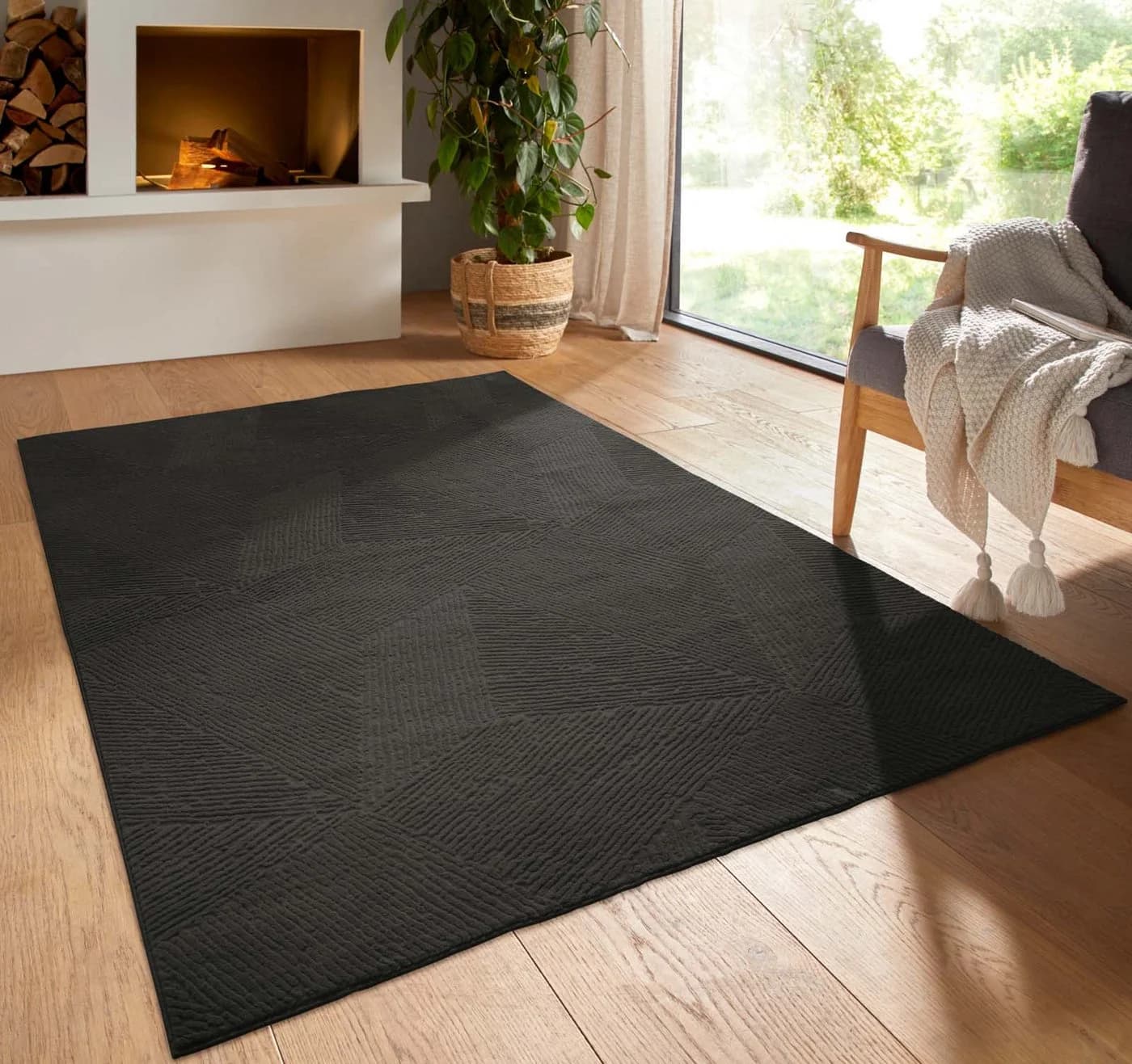 TaraCarpet Homestyle Teppich 80x80 cm Anthrazit - Bild 2