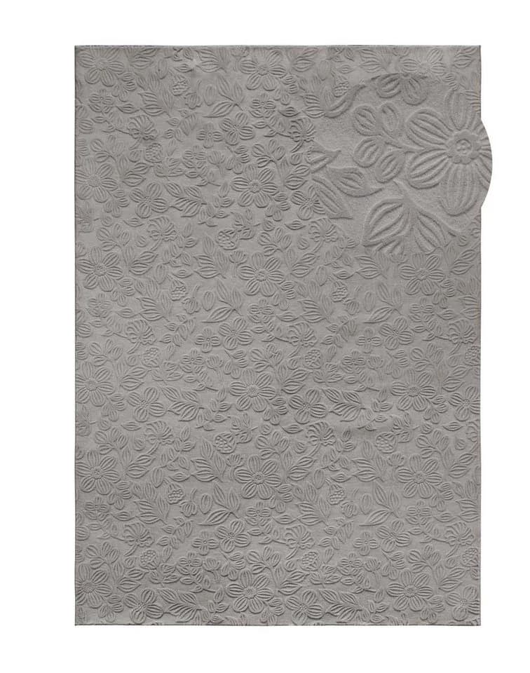 TaraCarpet Teppich Homestyle 375 Flora, Rechteckig, 10 mm Höhe, Blätteroptik Hoch-Tief Weich Waschbar Grau - Bild 3