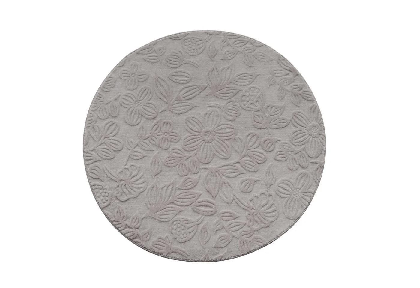 TaraCarpet Teppich Homestyle 375 Flora, Rechteckig, 10 mm Höhe, Blätteroptik Hoch-Tief Weich Waschbar Grau - Bild 4