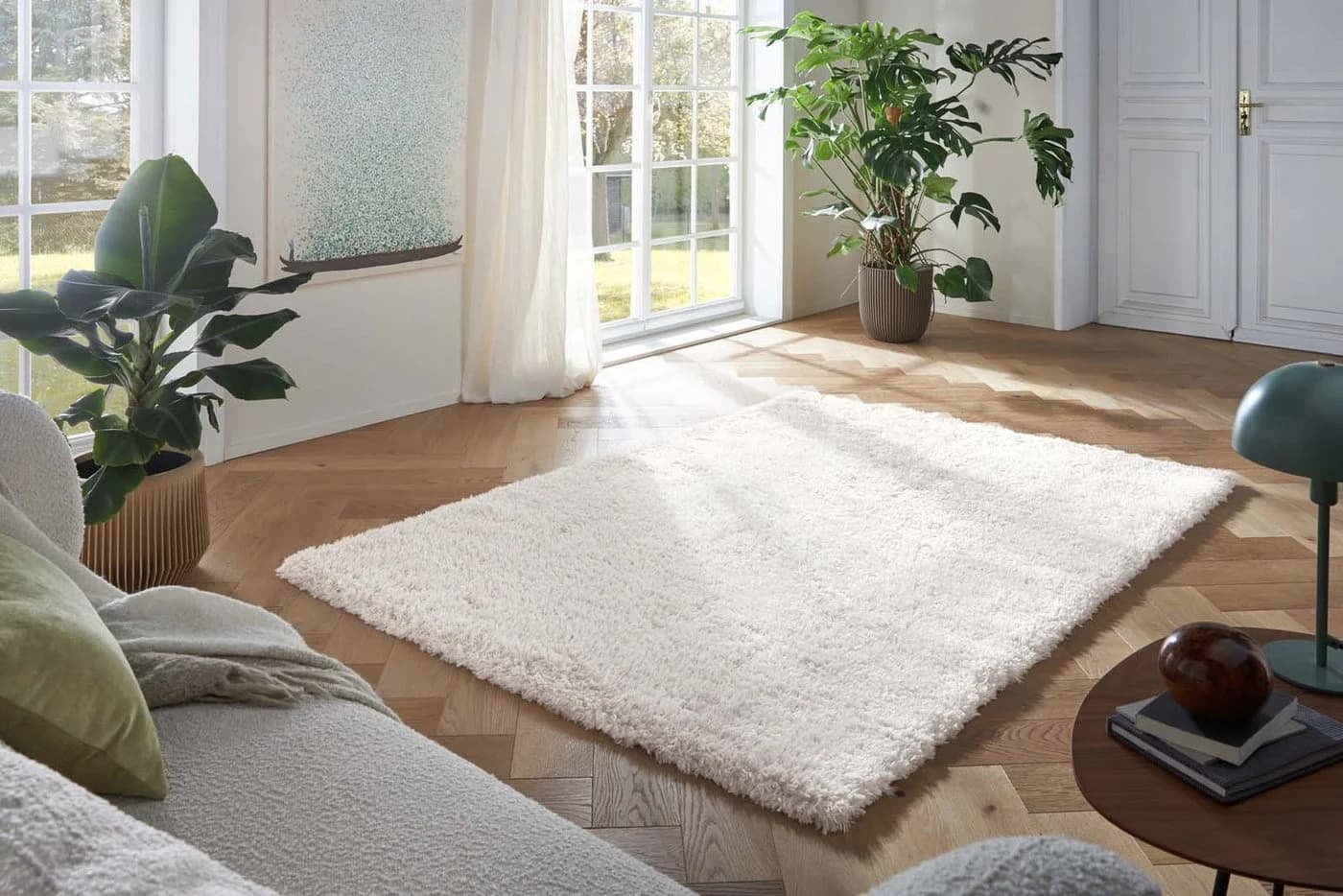 TaraCarpet Flokati-Teppich Langflor Creme