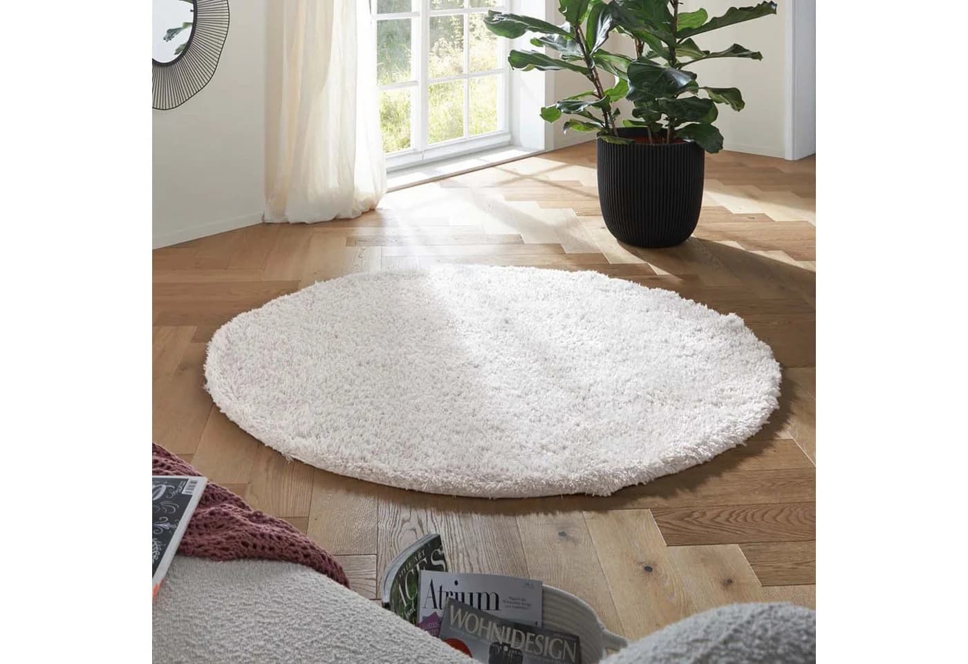 TaraCarpet Flokati-Teppich Flokati Eco Langflorteppich Shaggy Rund Creme - Bild 2